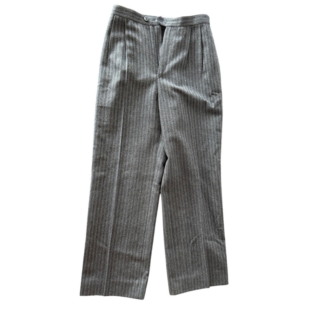 Sasson Vintage Gray Pinstripe Wool Blend Pleated High Waist Trousers Size 4/5